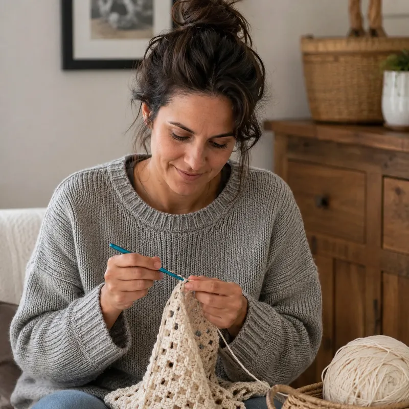 tienda regalos bebe alicante mujer haciendo crochet